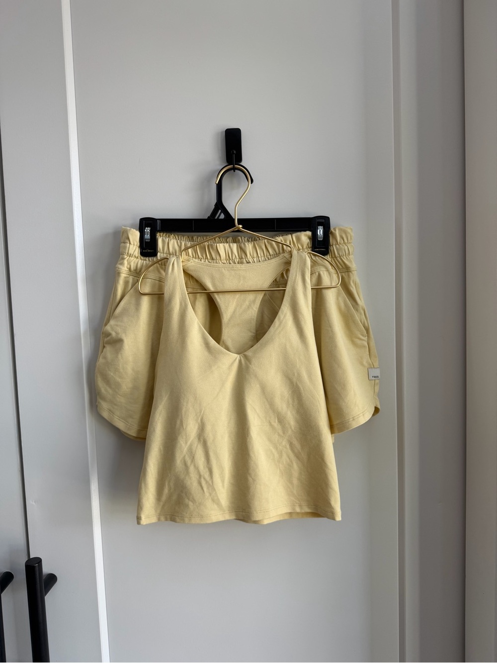*SET* Size S Vuori Light Yellow V-Neck Tank Top and Shorts